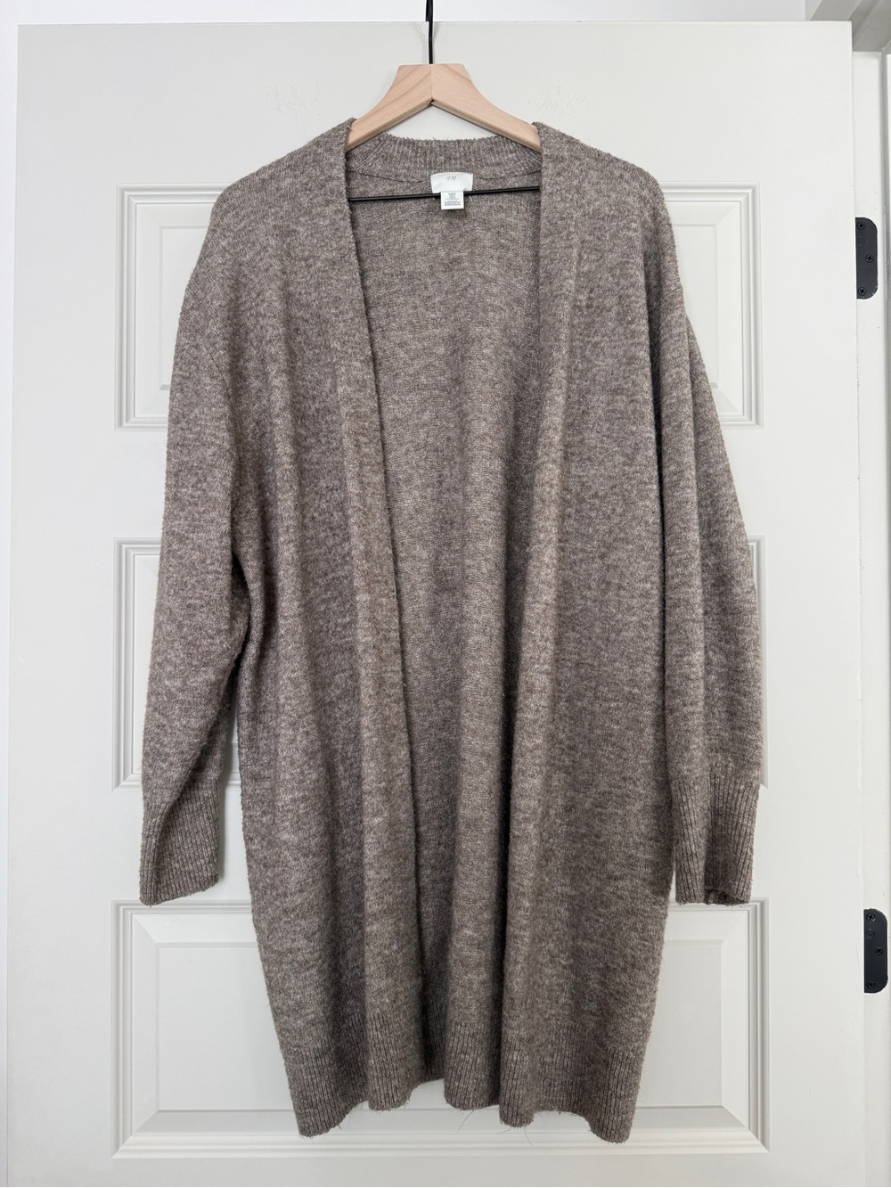 H&M Cozy Taupe Knee-Length Cardigan